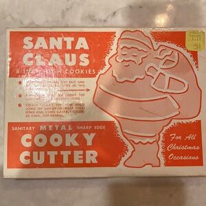 Vintage metal Santa cookie cutter (large) original box Santa Claus Cooky Cutter